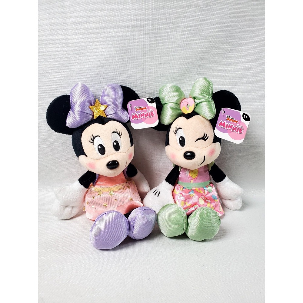 Disney Junior Minnie Mouse Plush Lot of 2 Sweets Minnie & Stars Minnie ● NEW